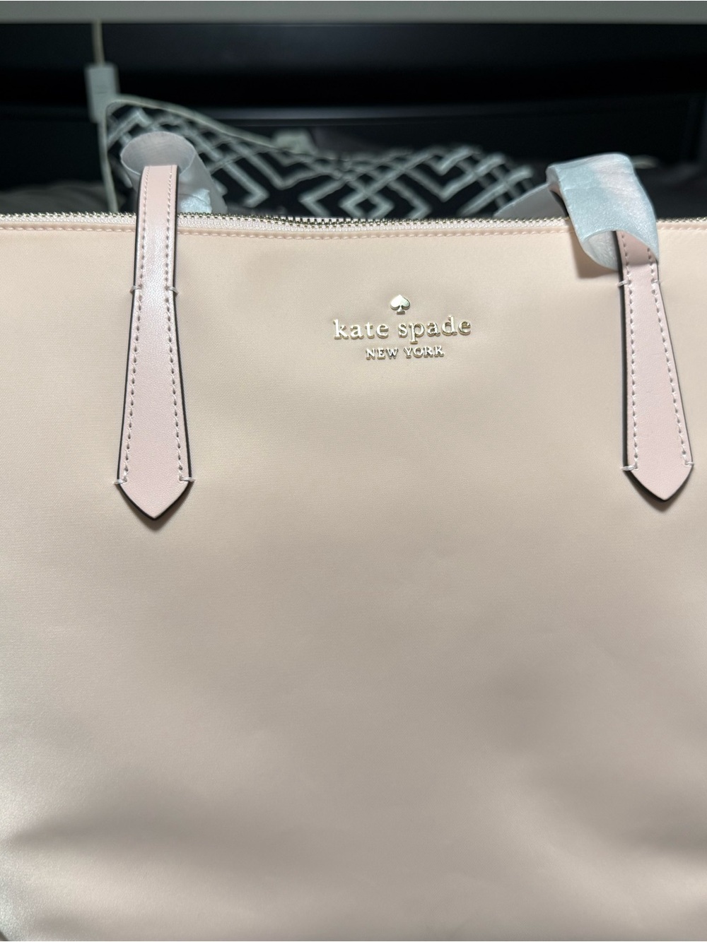 kate spade Pale Blush Nylon Tote with Gold Logo
